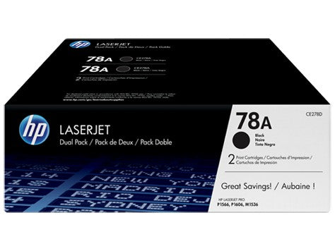 HP CE278AD 78A BLACK TONER CARTRIDGE TWIN PACK 2 PACK