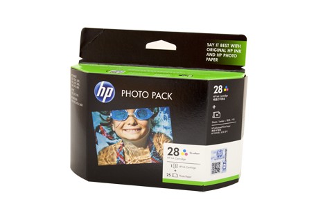 HP Q8893AA C8728A 28 COLOUR INK CARTRIDGE + PAPER