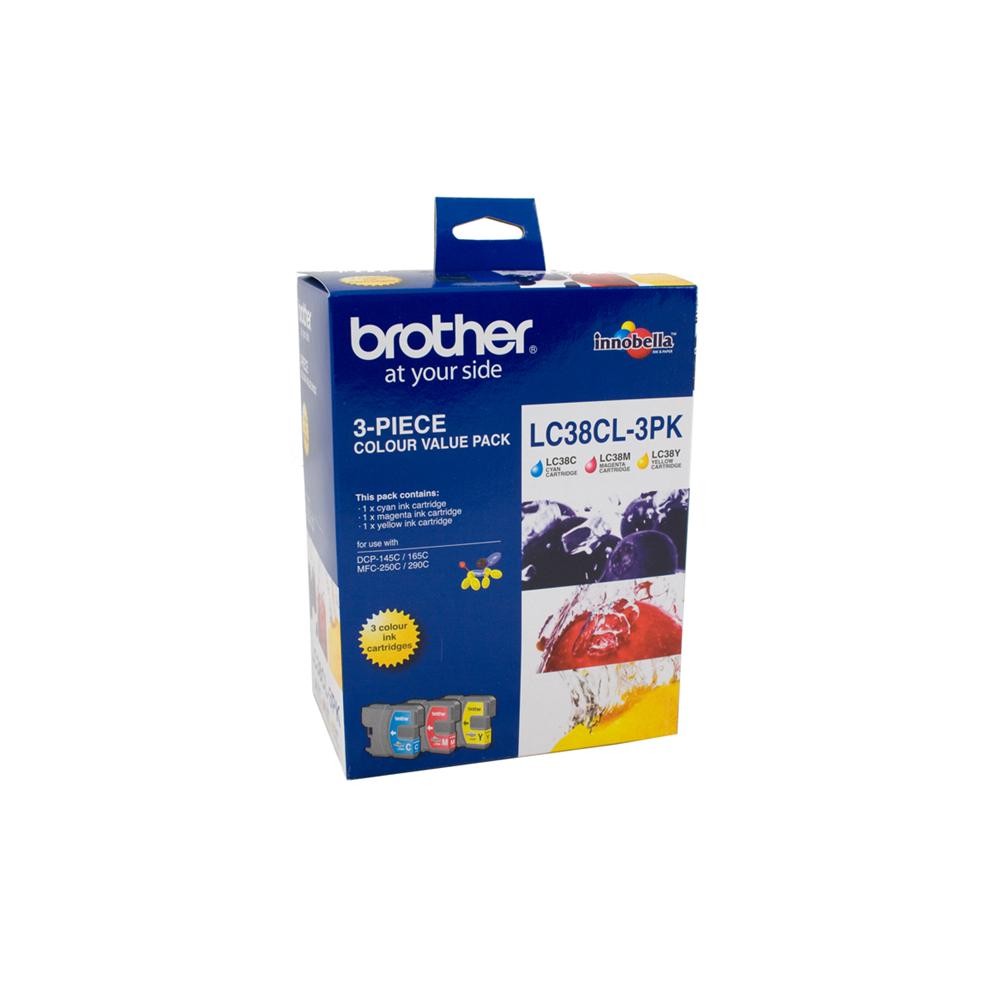 BROTHER LC38 C M Y COLOUR INK PACK