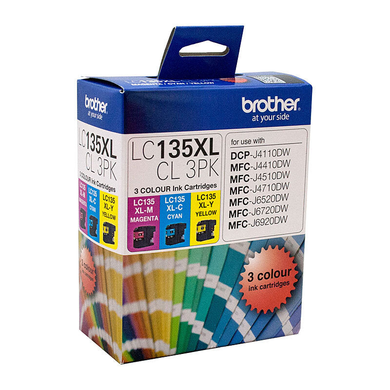 BROTHER LC135XL INK CARTRIDGES CMY COLOUR PACK