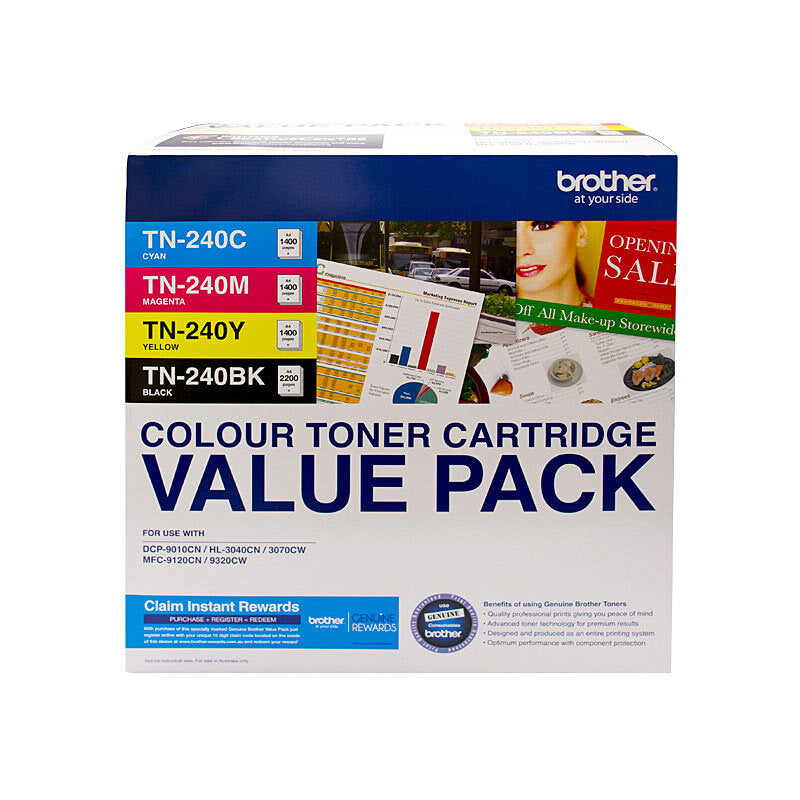 BROTHER TN240 VALUE PACK BK C M Y TONER CARTRIDGE