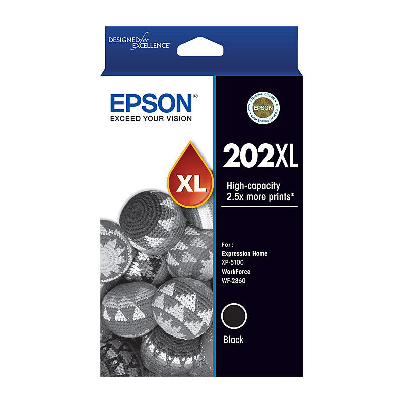 GENUINE EPSON C13T02P192 202 BLACK HIGH YEILD INK CARTRIDGE