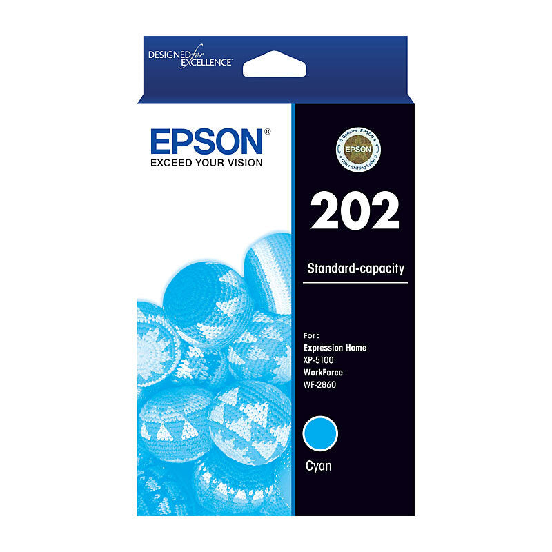 GENUINE EPSON C13T02N292 202 CYAN STANDARD INK CARTRIDGE