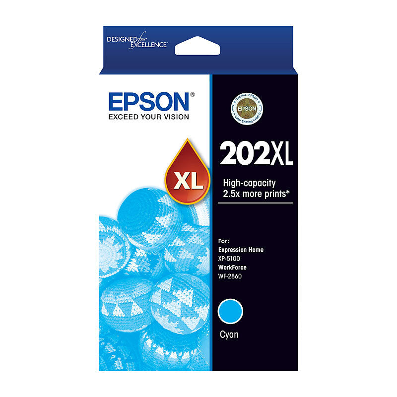 GENUINE EPSON C13T02P292 202 CYAN HIGH YEILD INK CARTRIDGE