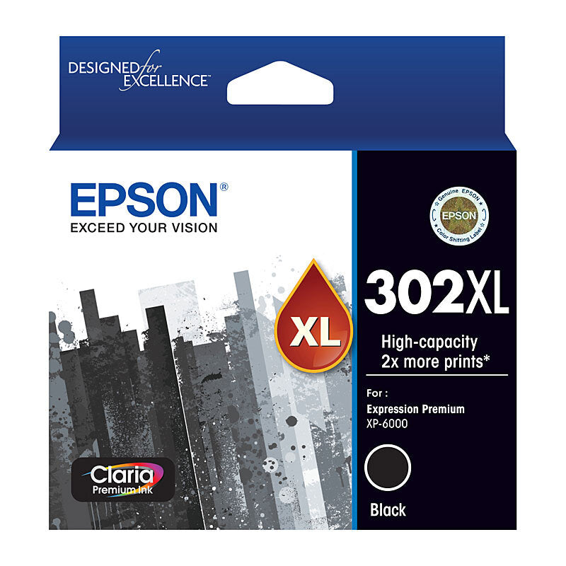 EPSON C13T01X192 302 HIGH YIELD BLACK INK CARTRIDGE