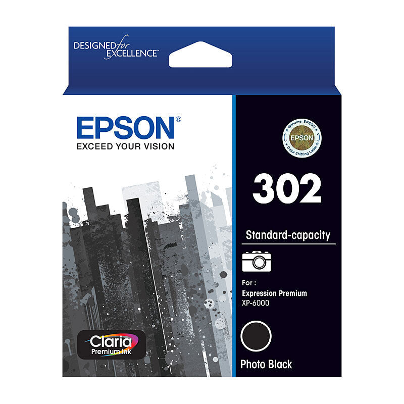 EPSON C13T01W192 302 PHOTO BLACK INK CARTRIDGE
