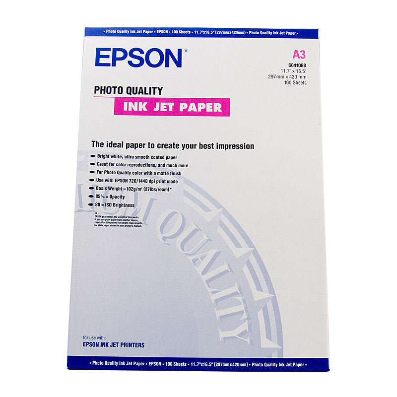 EPSON PAPER S041068 A3 PHOTO 100PK 102GSM