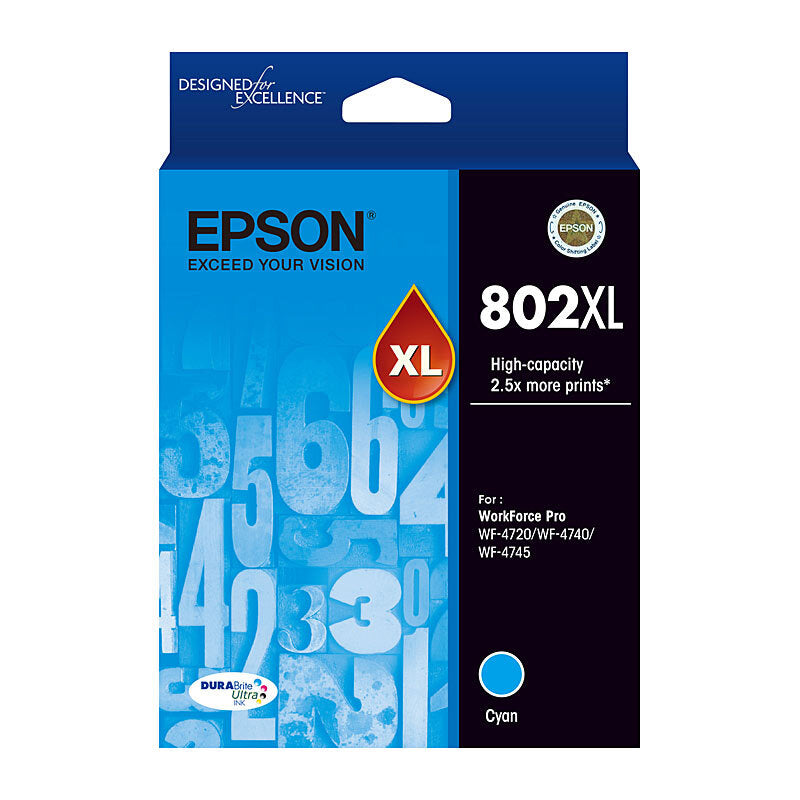 EPSON C13T356292 802XL CYAN HIGH YIELD INK CARTRIDGE