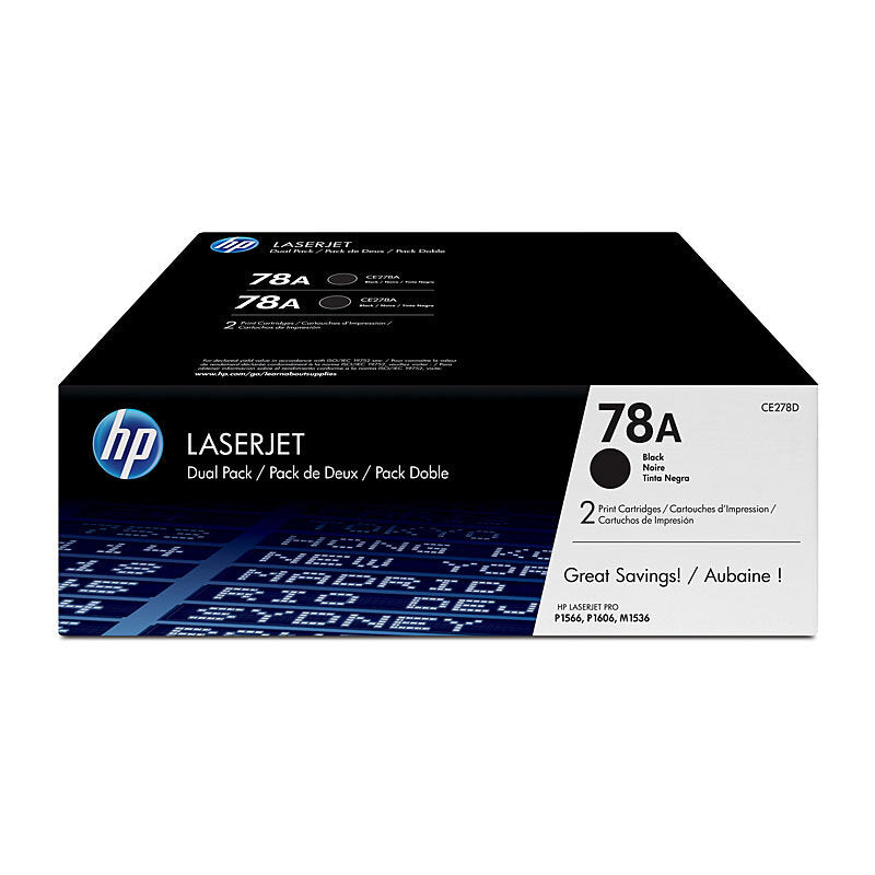 HP CE278AD 78A BLACK TONER CARTRIDGE TWIN PACK 2 PACK