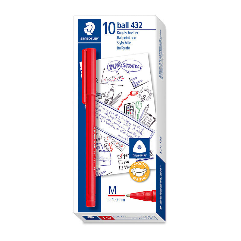 Staed Ballpoint 432 M Red Bx10